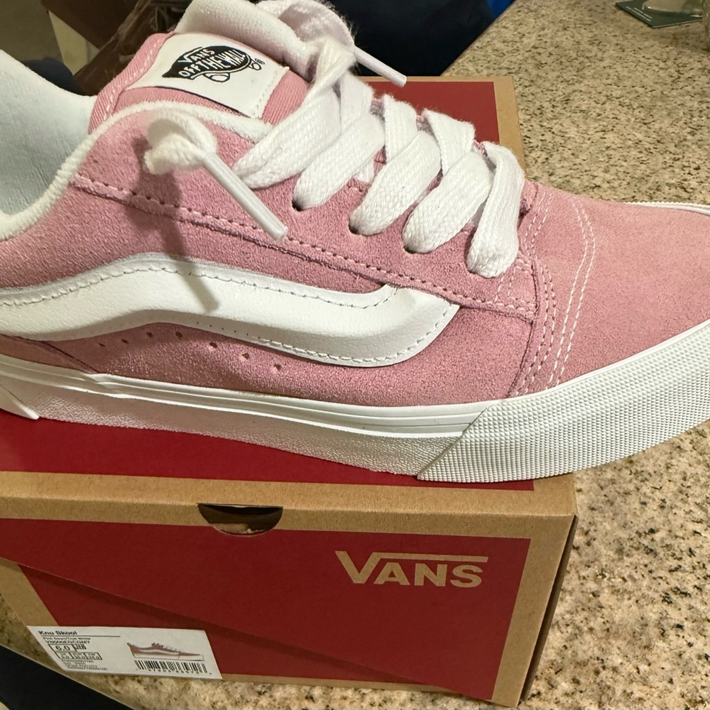 Vans Suede Pink and White Sneakers